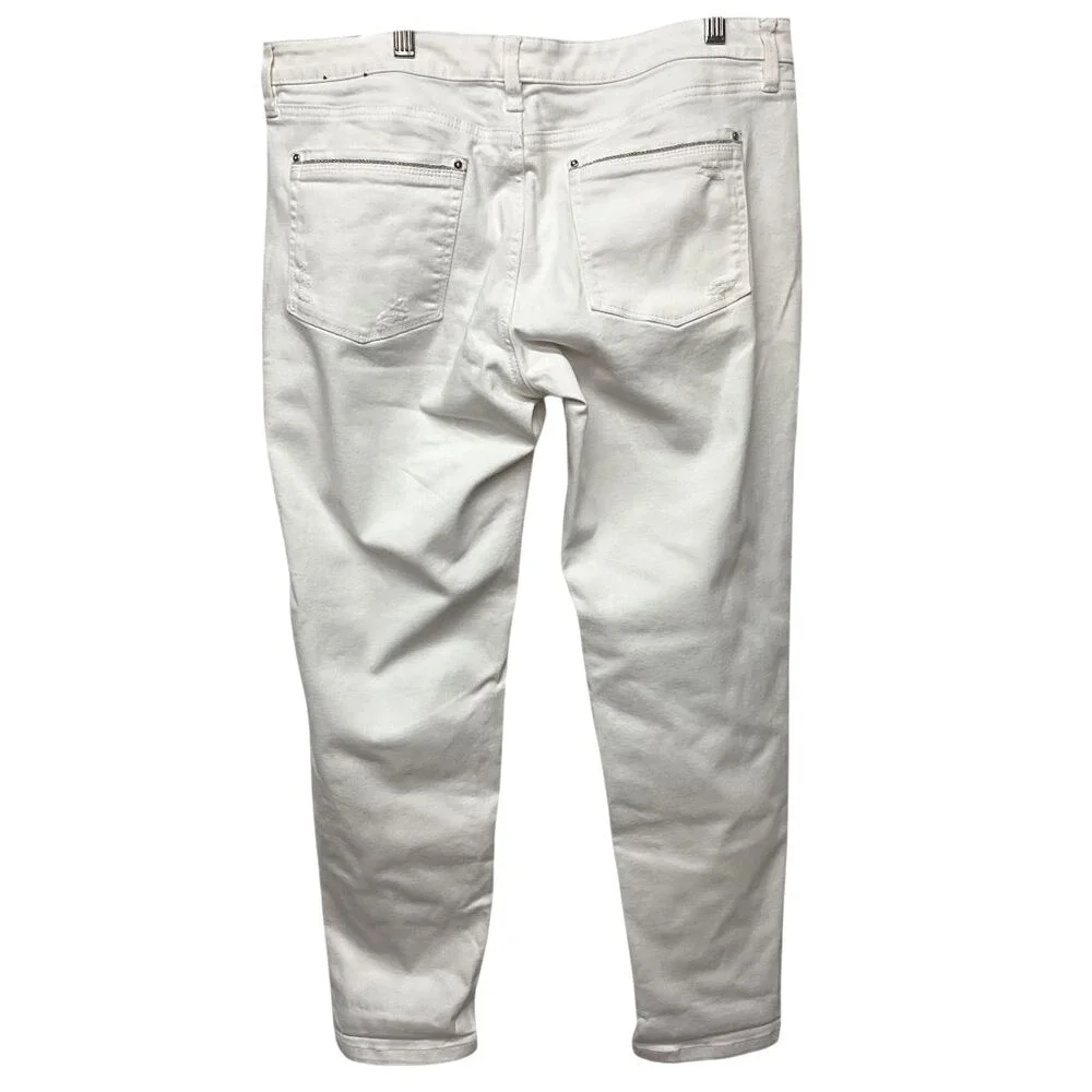 White House Black Market Sz‎ 34 Girlfriend Jeans  Rolled Cuff Denim Distressed
